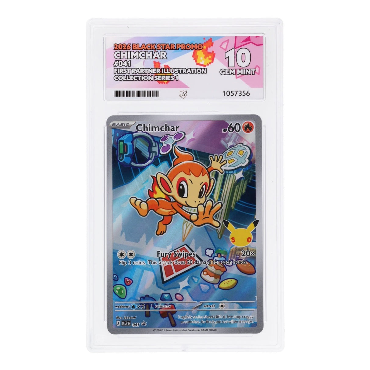 Pokemon - Black Star Promo - Chimchar - MEP041 (ACE 10 Art Label Graded Slab)