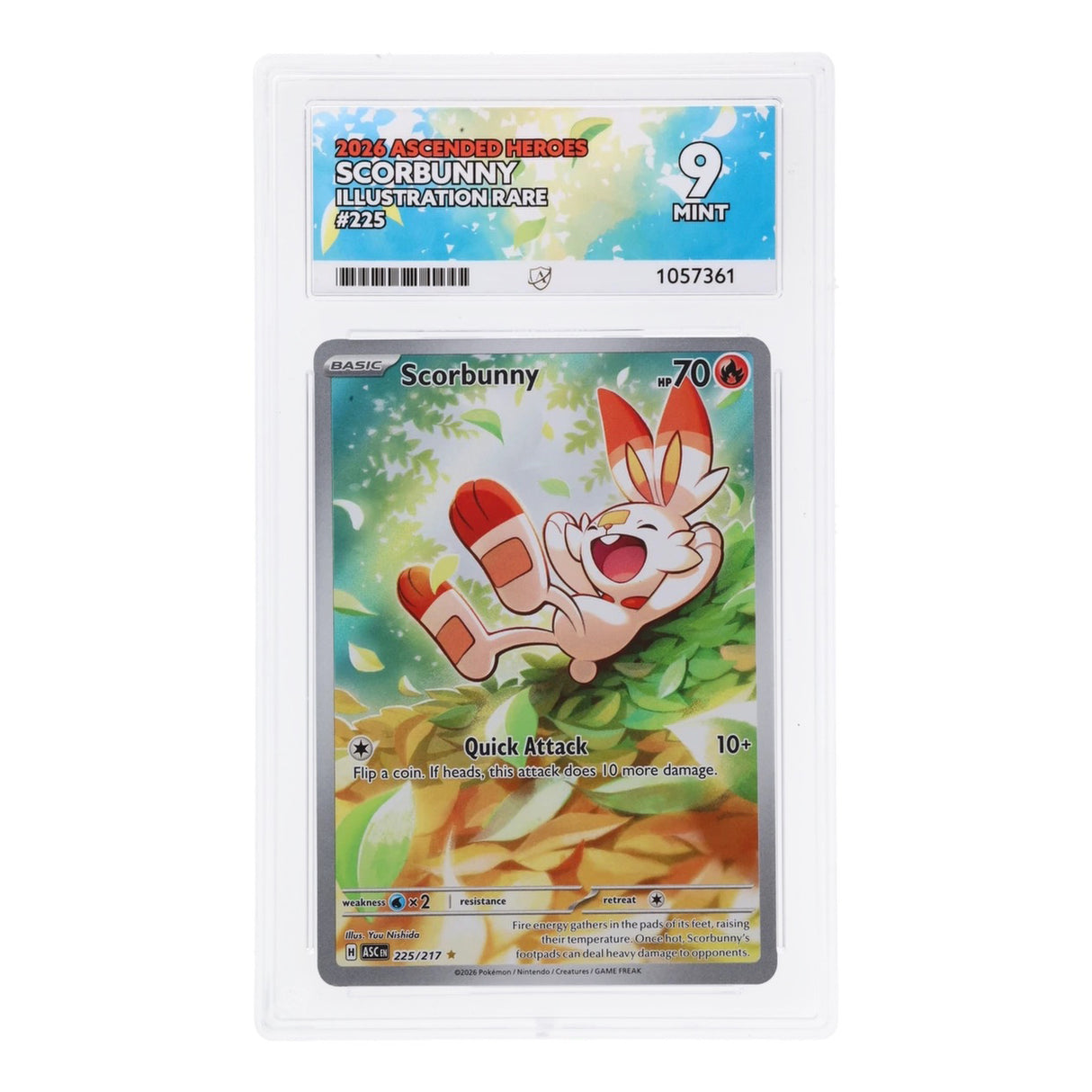 Pokemon - Mega Evolution - Ascended Heroes - Scorbunny - 225/217 (ACE 9 Art Label Graded Slab)