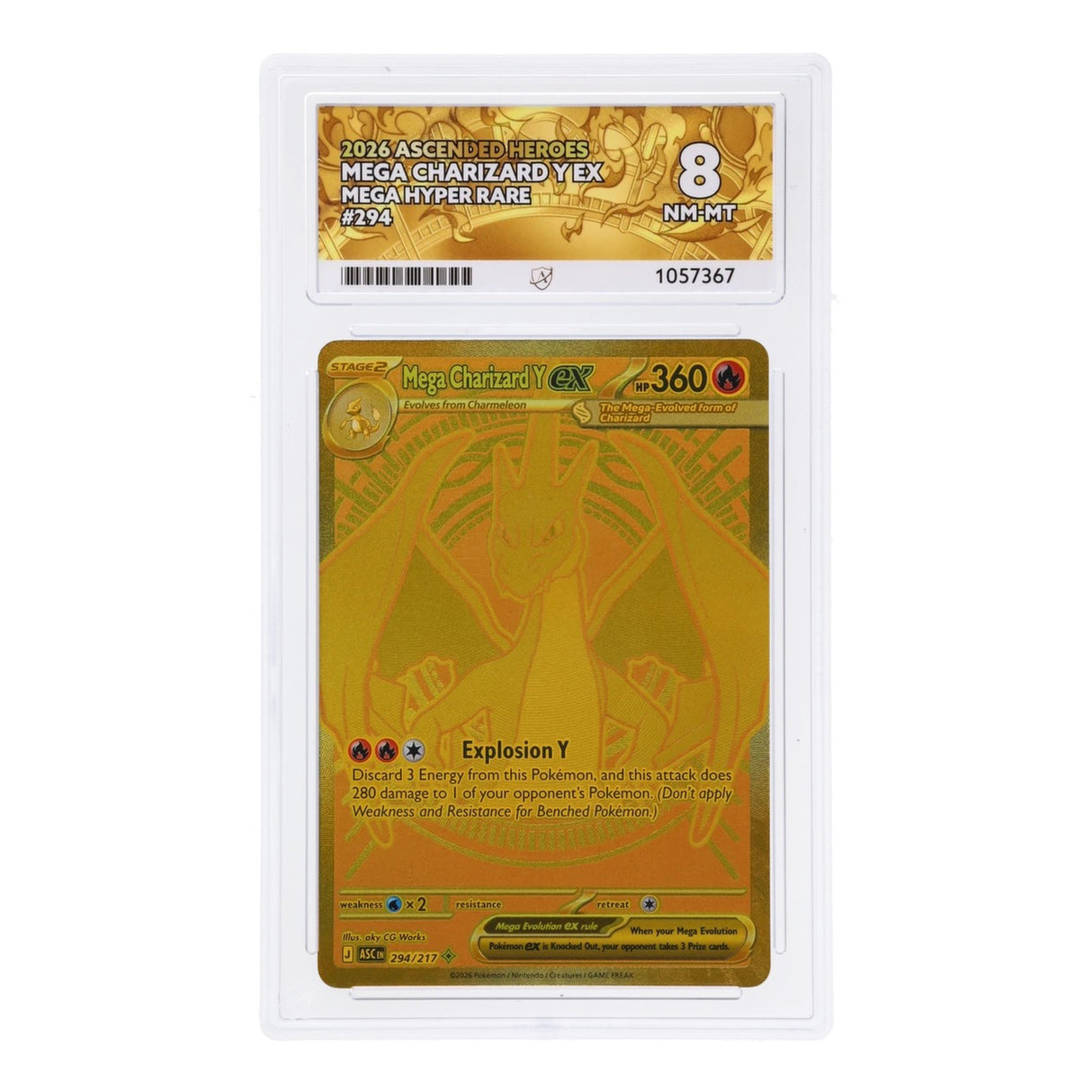 Pokemon - Mega Evolution - Ascended Heroes - Mega Charizard Y ex - 294/217 (ACE 8 Art Label Graded Slab)