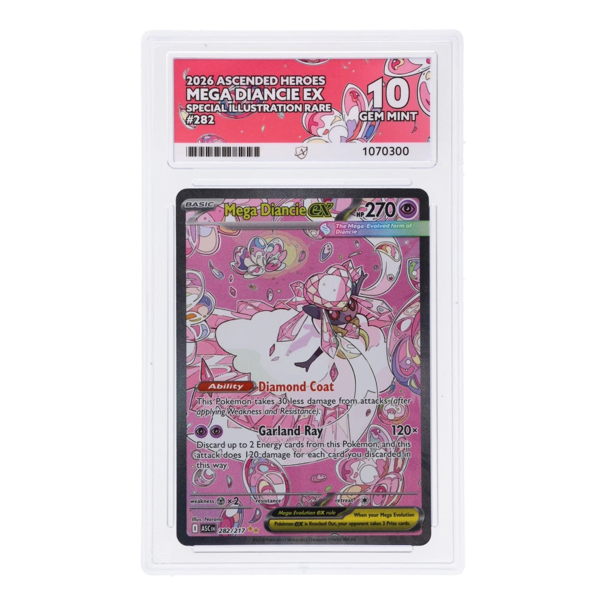 Pokemon - Mega Evolution - Ascended Heroes - Mega Diancie ex - 282/217 (ACE 10 Art Label Graded Slab) - JET Cards