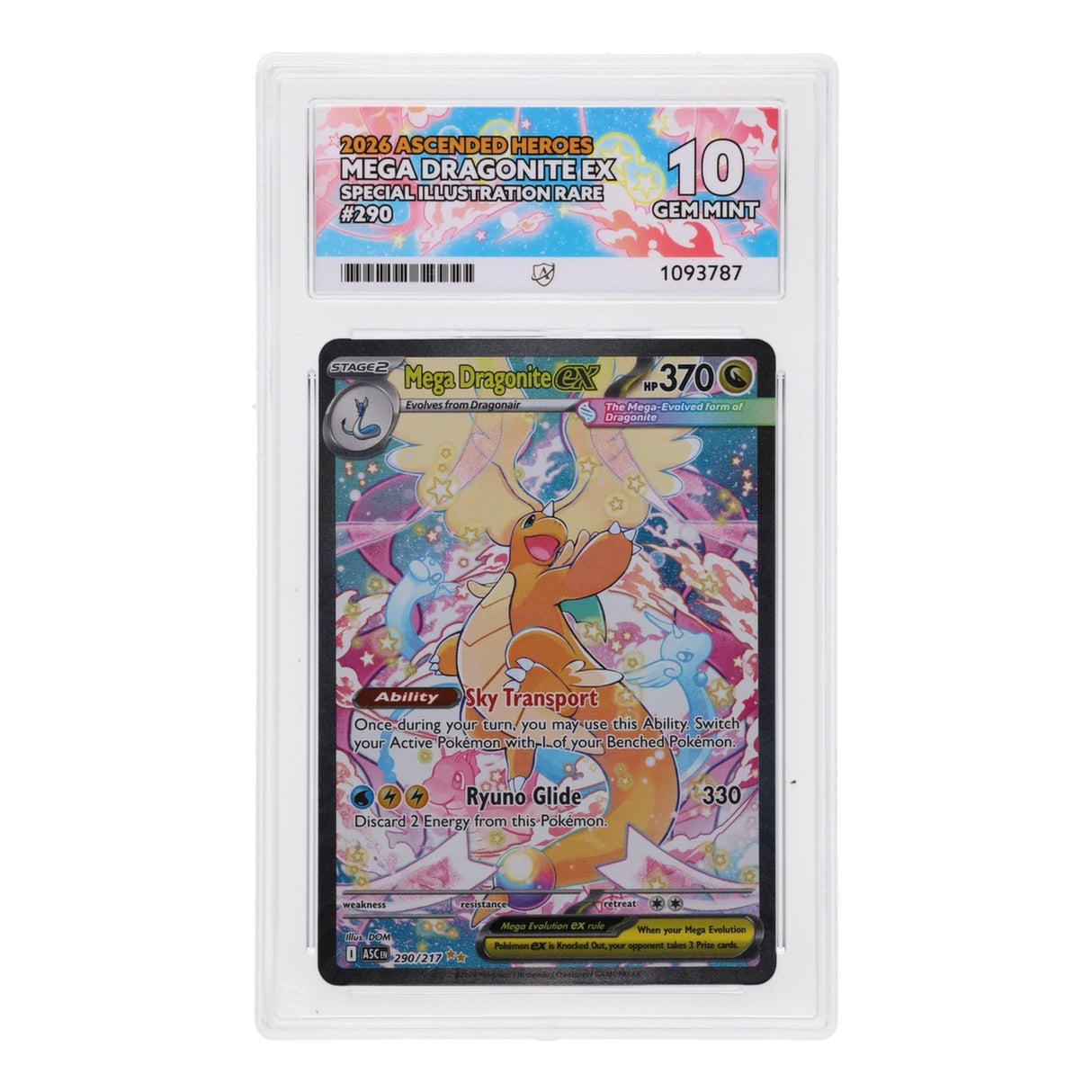 Pokemon - Mega Evolution - Ascended Heroes - Mega Dragonite ex - 290/217 (ACE 10 Art Label Graded Slab) - JET Cards