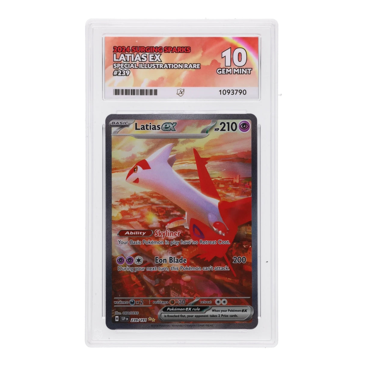 Pokemon - Scarlet & Violet - Surging Sparks - Latias ex - 239/191 (ACE 10 Art Label Graded Slab) - JET Cards