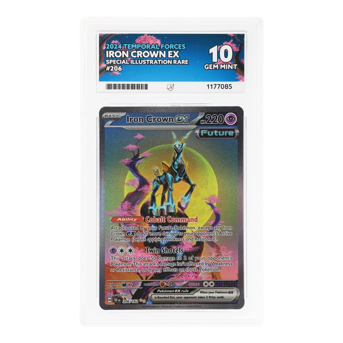 Pokemon - Scarlet & Violet - Temporal Forces - Iron Crown ex - 206/162 (ACE 10 Art Label Graded Slab)
