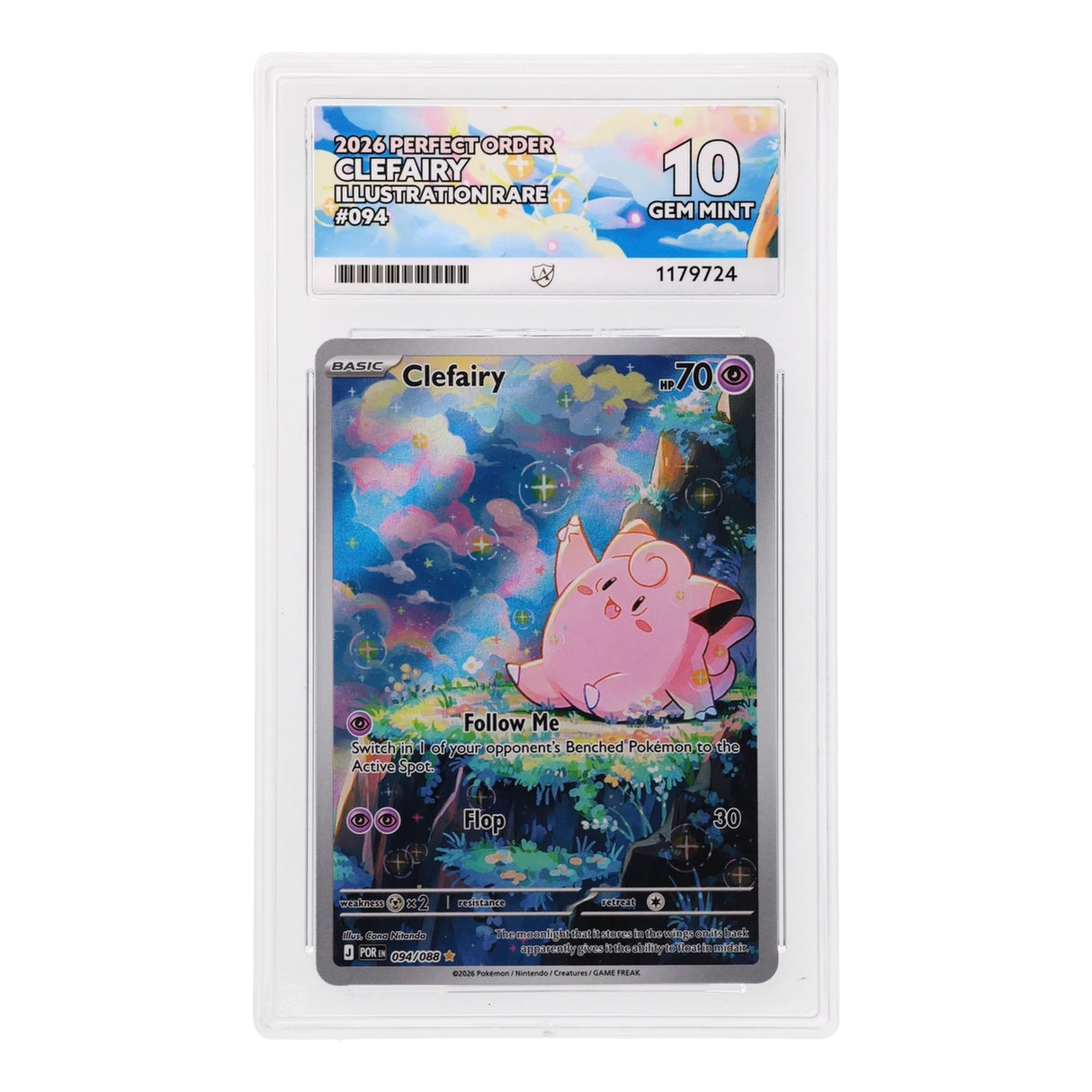 Pokemon - Mega Evolution - Perfect Order - Clefairy - 094/088 (ACE 10 Art Label Graded Slab) - JET Cards