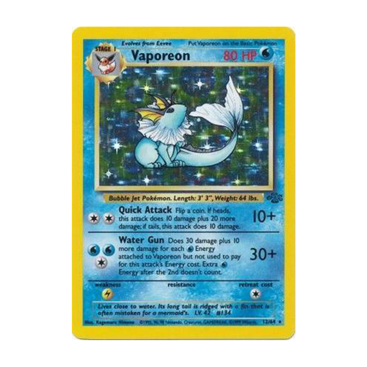 Vaporeon 12/64 - Base Set - Jungle - Rare Holo