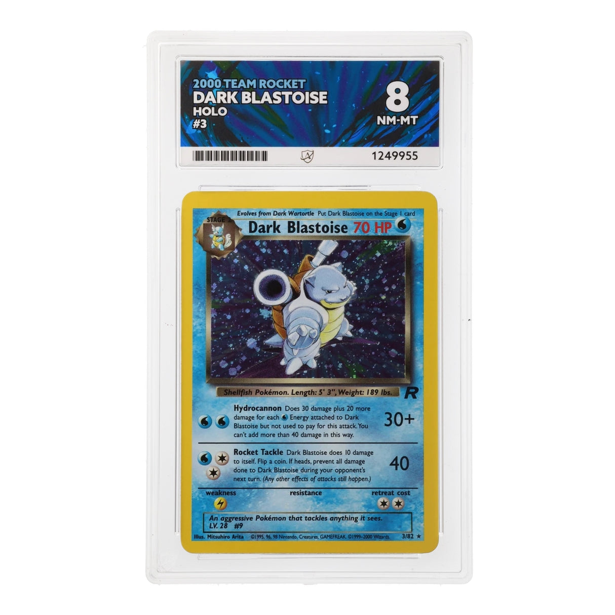 Pokemon - Team Rocket - Dark Blastoise - 3/82 (ACE 8 Art Label Graded Slab)
