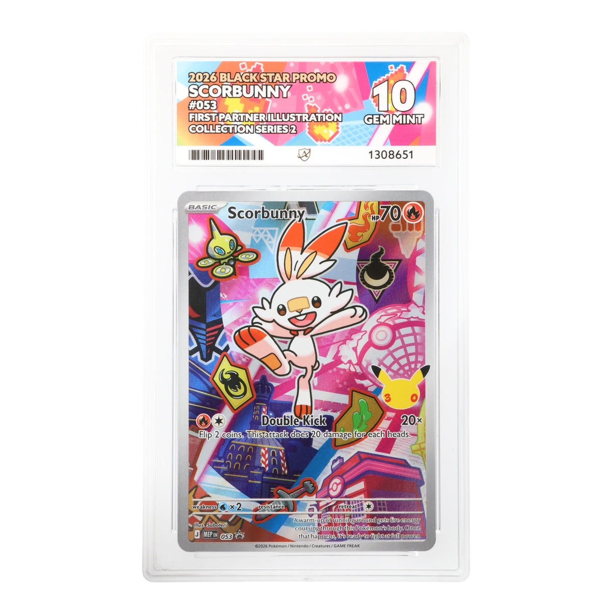 Pokemon - Black Star Promo - Scorbunny - MEP053 (ACE 10 Art Label Graded Slab)