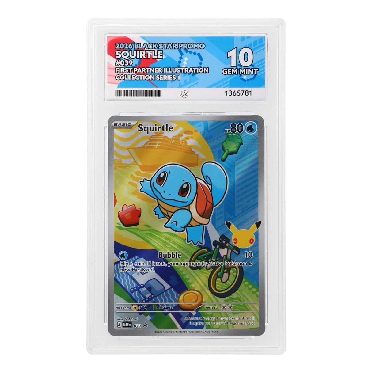 Pokemon - Black Star Promo - Squirtle - MEP039 (ACE 10 Art Label Graded Slab)