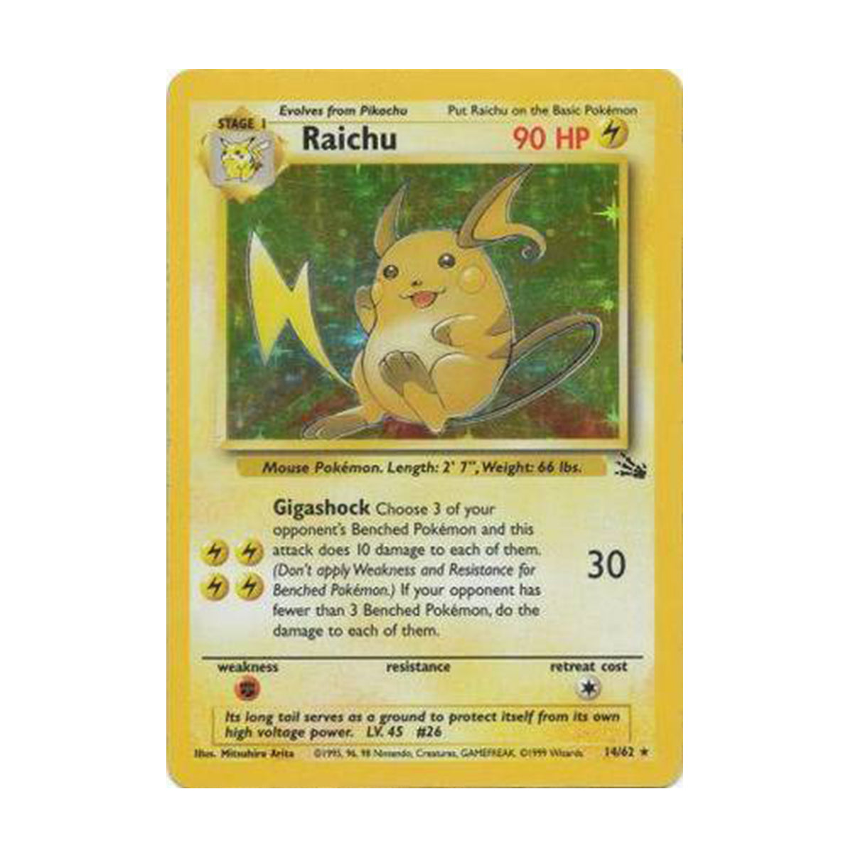 Raichu 14/62 - Base Set - Fossil - Rare Holo
