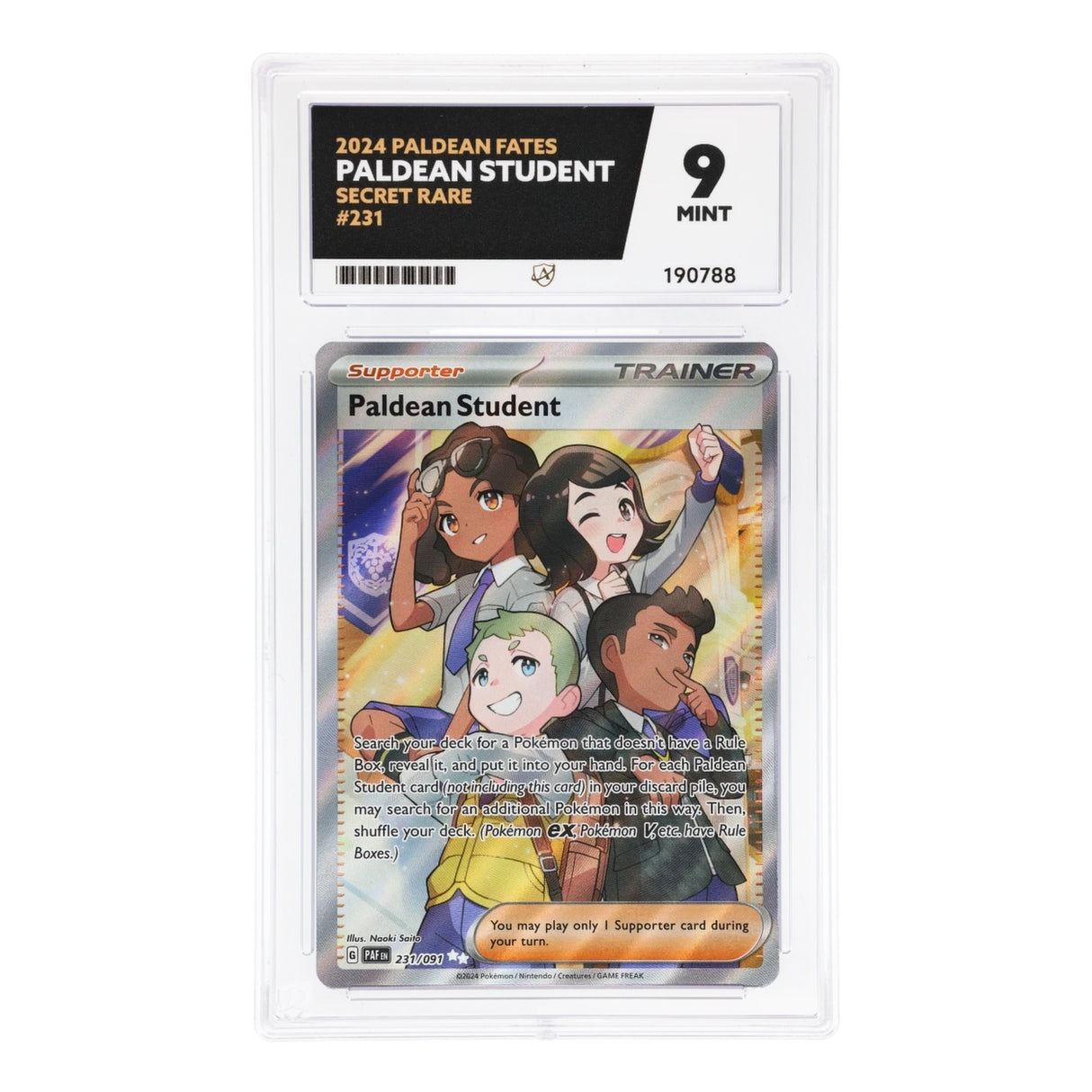 Pokemon - Scarlet & Violet - Paldean Fates - Paldean Student - 231/091 (ACE 9 Graded Slab) - JET Cards