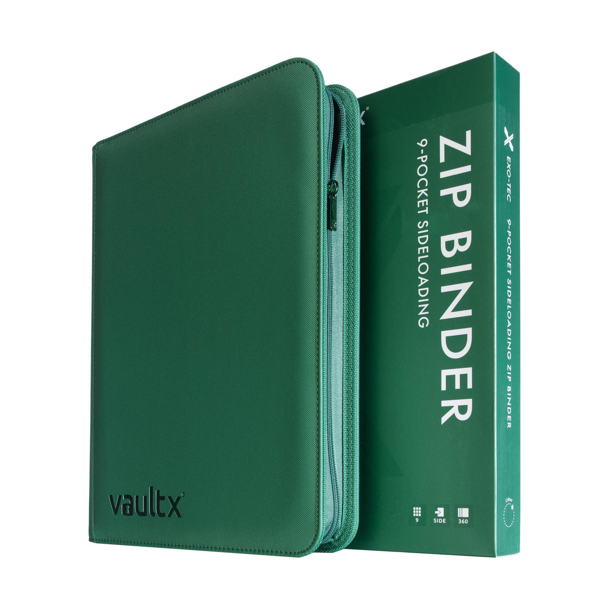 Vault X - 9-Pocket Exo-Tec® - Zip Binder - Metallic Green