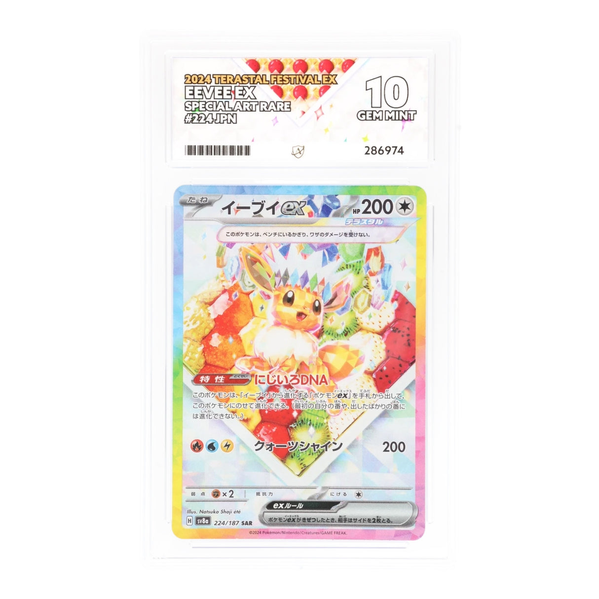 Pokemon - Scarlet & Violet - Terastal Festival ex - Eevee ex - 224/187 (ACE 10 Art Label Graded Slab) - JET Cards