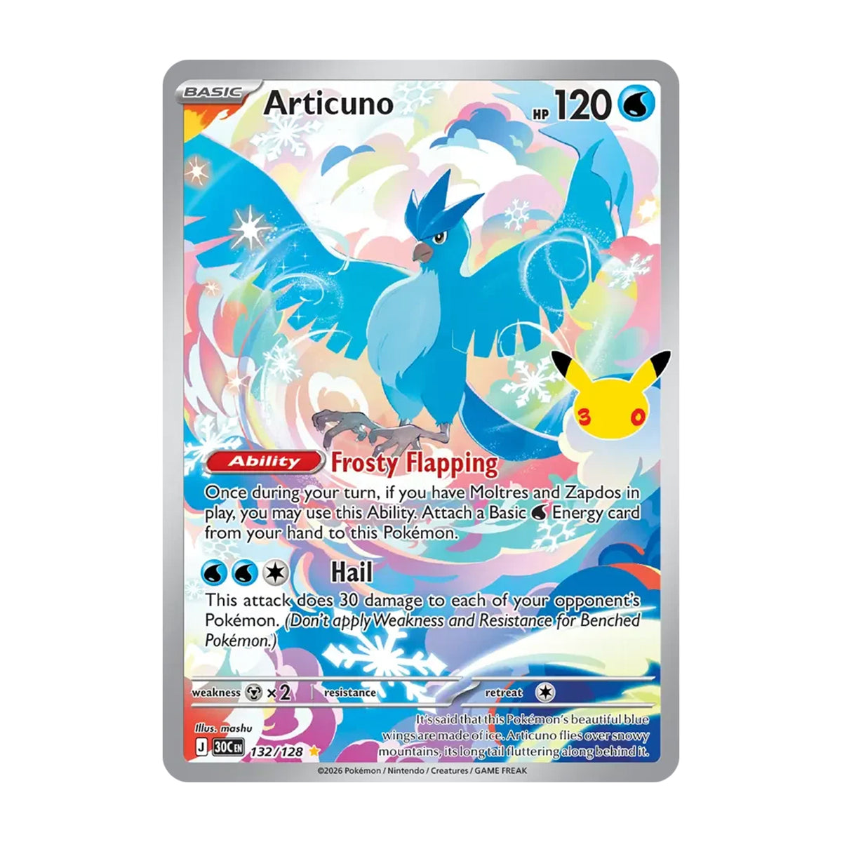 Articuno 132/128 - Mega Evolution - 30th Celebration - Illustration Rare