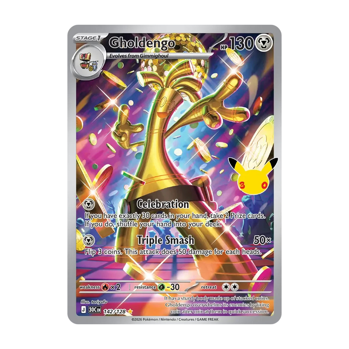 Gholdengo 142/128 - Mega Evolution - 30th Celebration - Illustration Rare