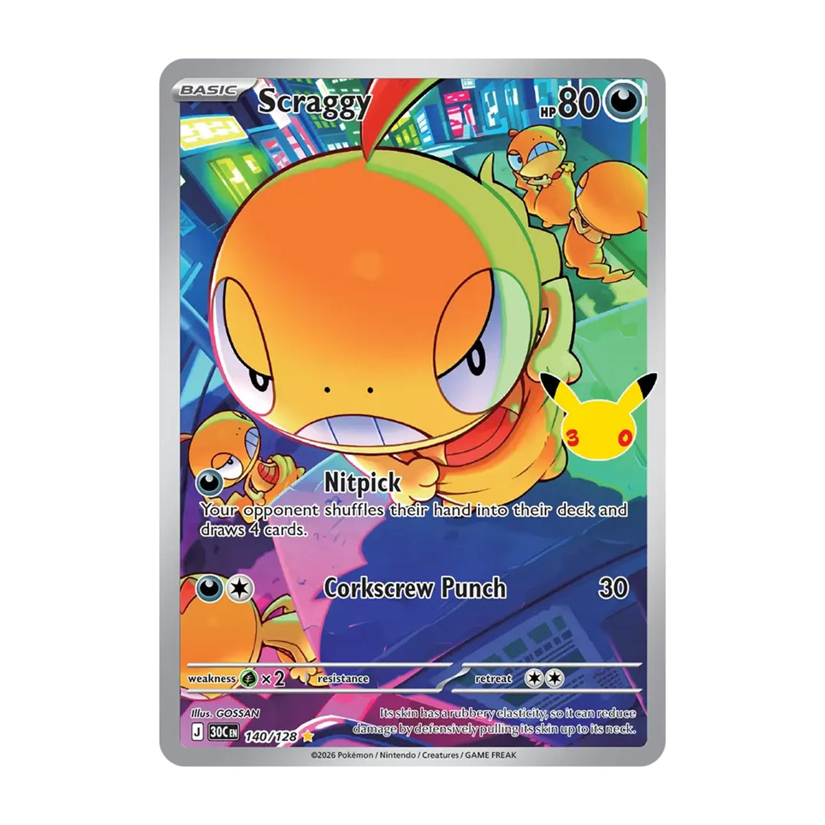 Scraggy 140/128 - Mega Evolution - 30th Celebration - Illustration Rare