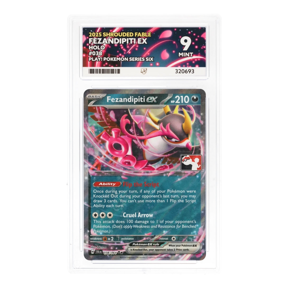 Pokemon - Scarlet & Violet - Shrouded Fable - Kingambit (Play! Stamp) - 038/064 (ACE 9 Art Label Graded Slab) - JET Cards