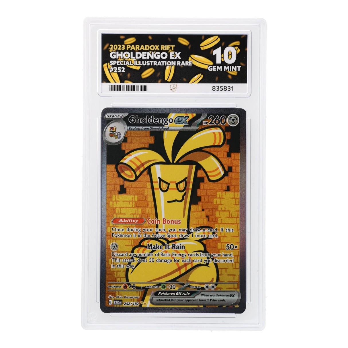 Pokemon - Scarlet & Violet - Paradox Rift - Gholdengo ex - 252/182 (ACE 10 Art Label Graded Slab) - JET Cards