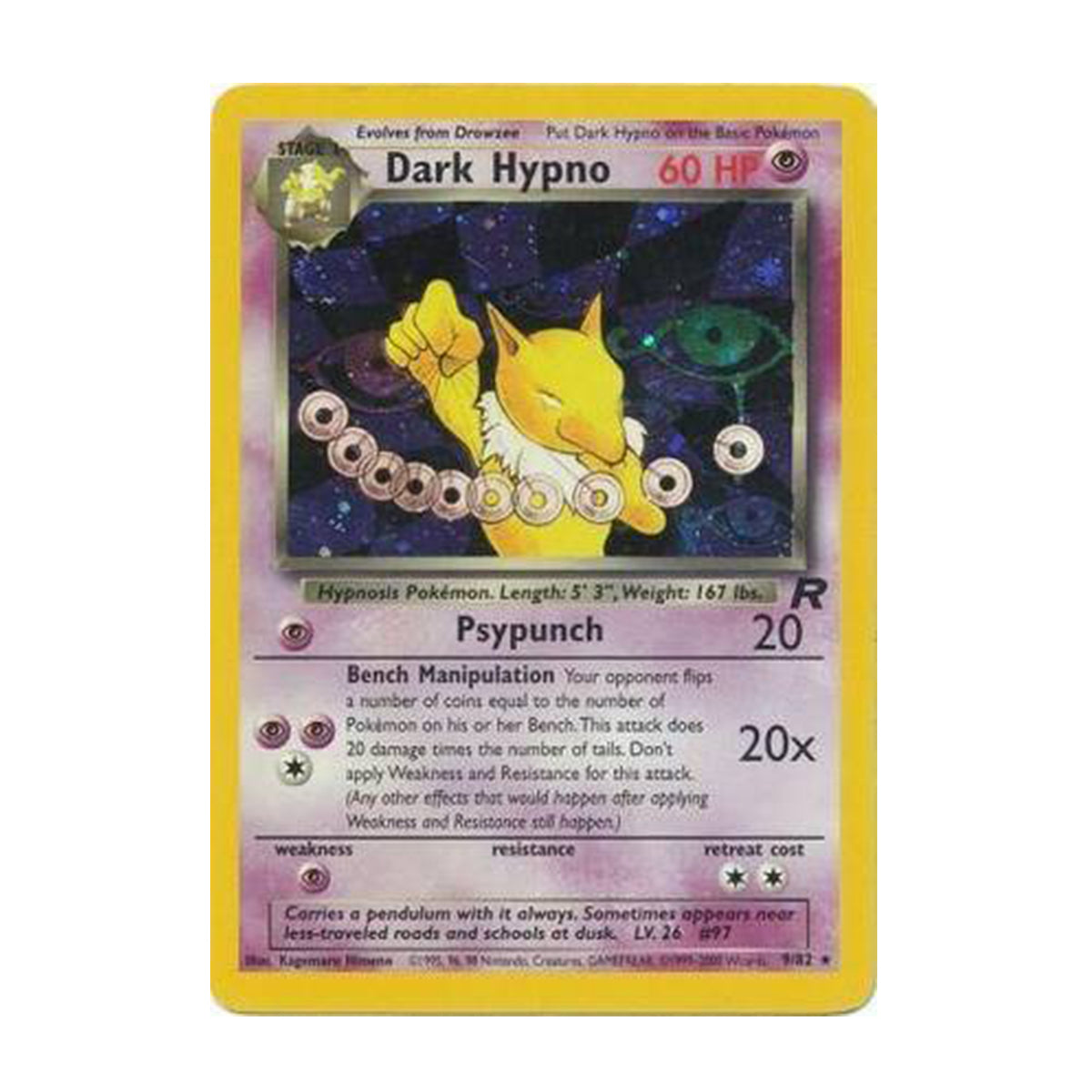 Dark Hypno 9/82 - Base Set - Team Rocket - Rare Holo