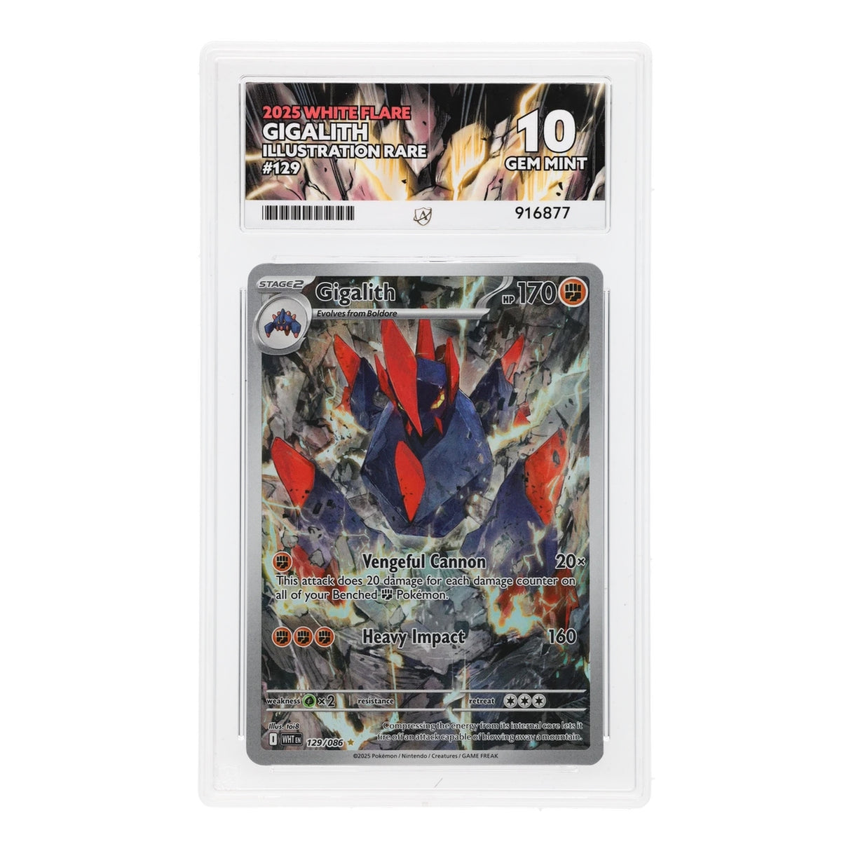 Pokemon - Scarlet & Violet - White Flare - Gigalith - 129/086 (ACE 10 Art Label Graded Slab) - JET Cards