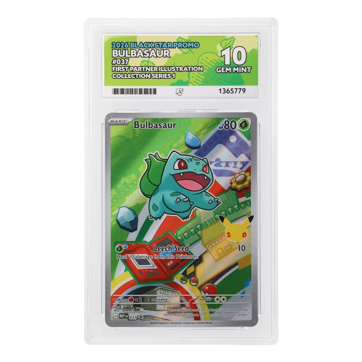 Pokemon - Black Star Promo - Bulbasaur - MEP037 (ACE 10 Art Label Graded Slab)