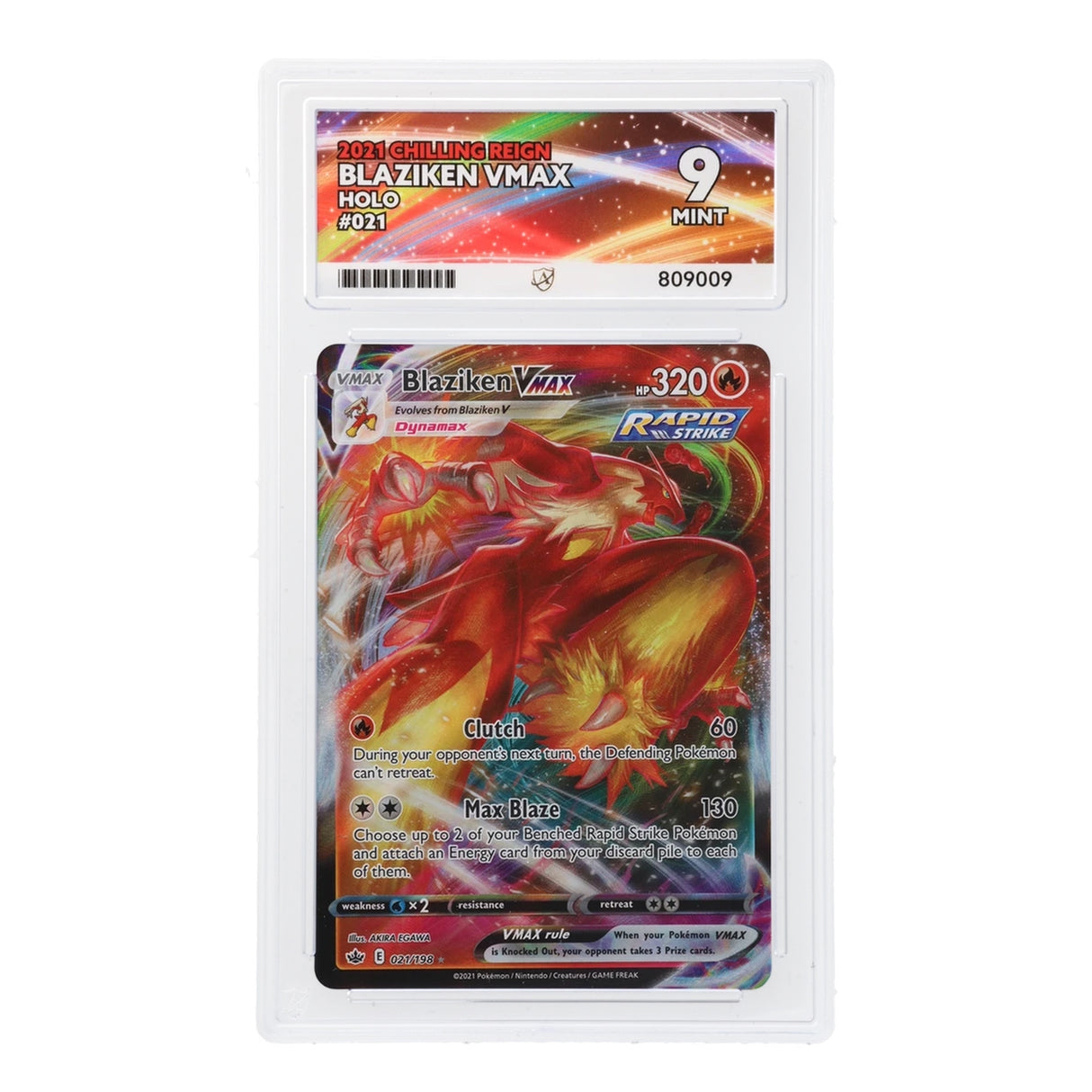 Pokemon - Sword & Shield - Chilling Reign - Blaziken VMAX - 021/198 (ACE 9 Art Label Graded Slab)