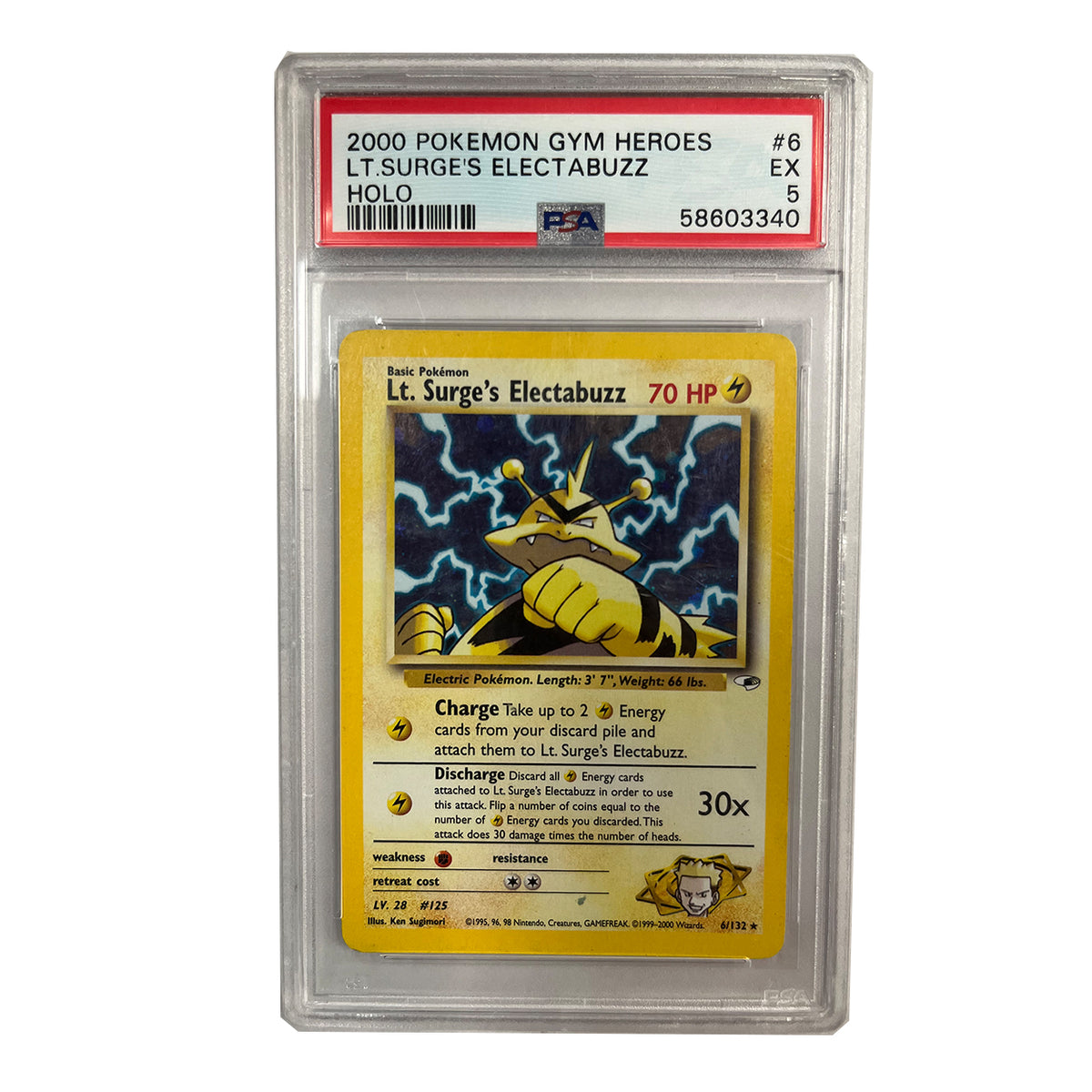 Pokemon - Gym Heroes - Lt. Surge's Electabuzz - 6/132 (PSA 5 Graded Slab)