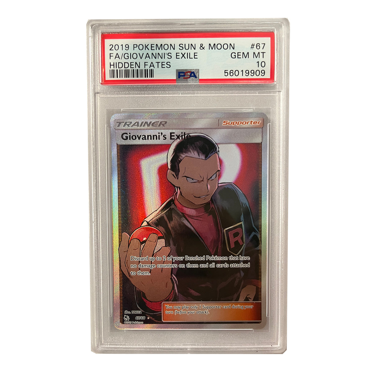Pokemon - Sun & Moon - Hidden Fates - Giovanni's Exile - 67/68 (PSA 10 Art Graded Slab)