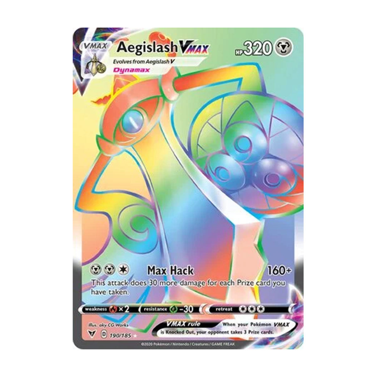 Aegislash VMAX 190/185 - Sword & Shield - Vivid Voltage - Rare Rainbow