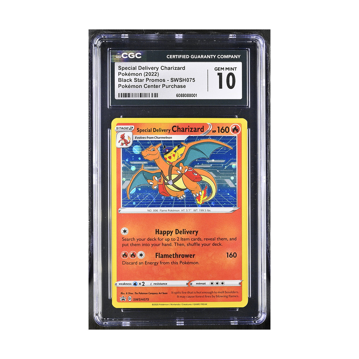 Pokemon - Black Star Promo - Special Delivery Charizard - SWSH075 (CGC 10 Graded Slab) - JET Cards