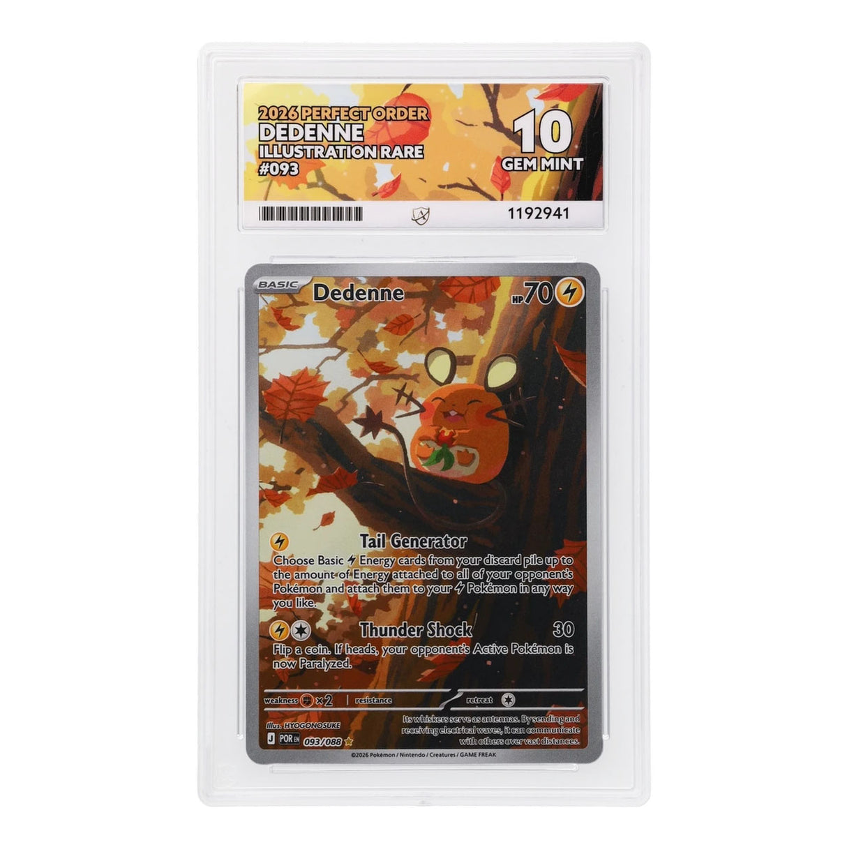 Pokemon - Mega Evolution - Perfect Order - Dedenne - 093/088 (ACE 10 Art Label Graded Slab)