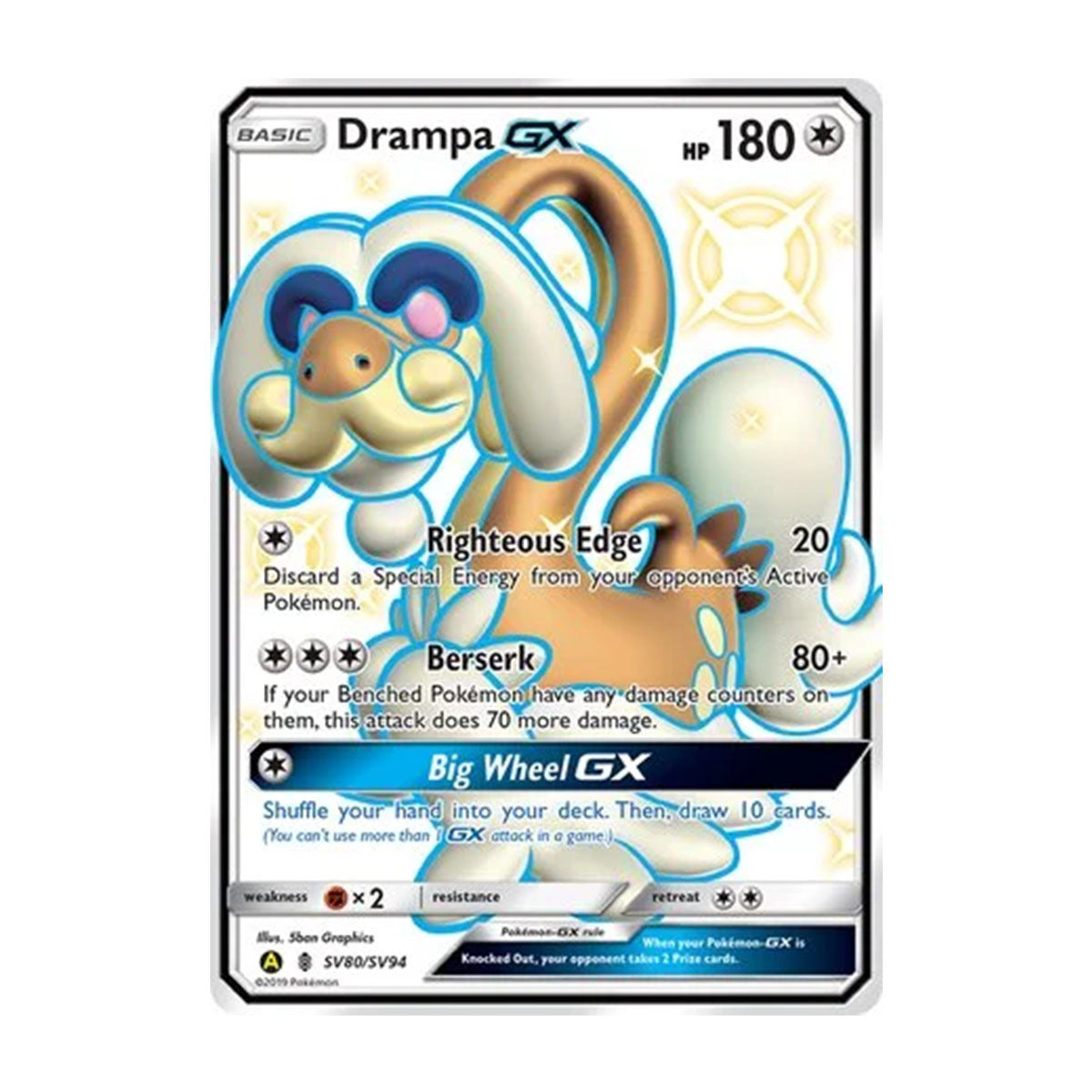 Drampa GX SV80/SV94 - Sun & Moon - Hidden Fates - Shiny Rare GX