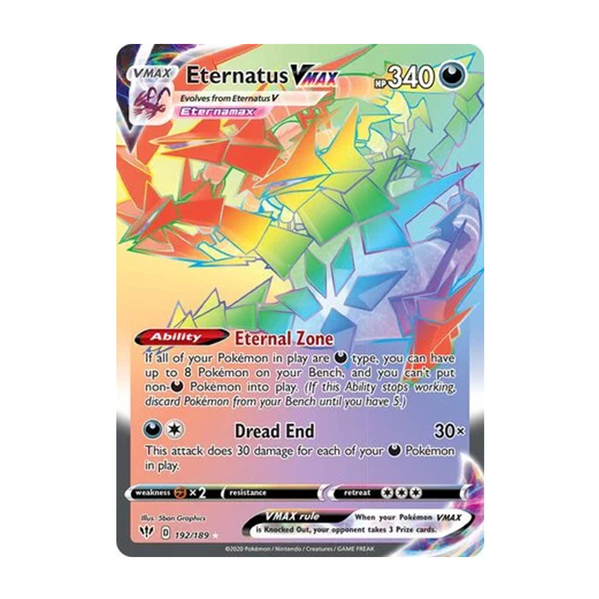 Eternatus VMAX 192/189 - Sword & Shield - Darkness Ablaze - Rare Rainbow