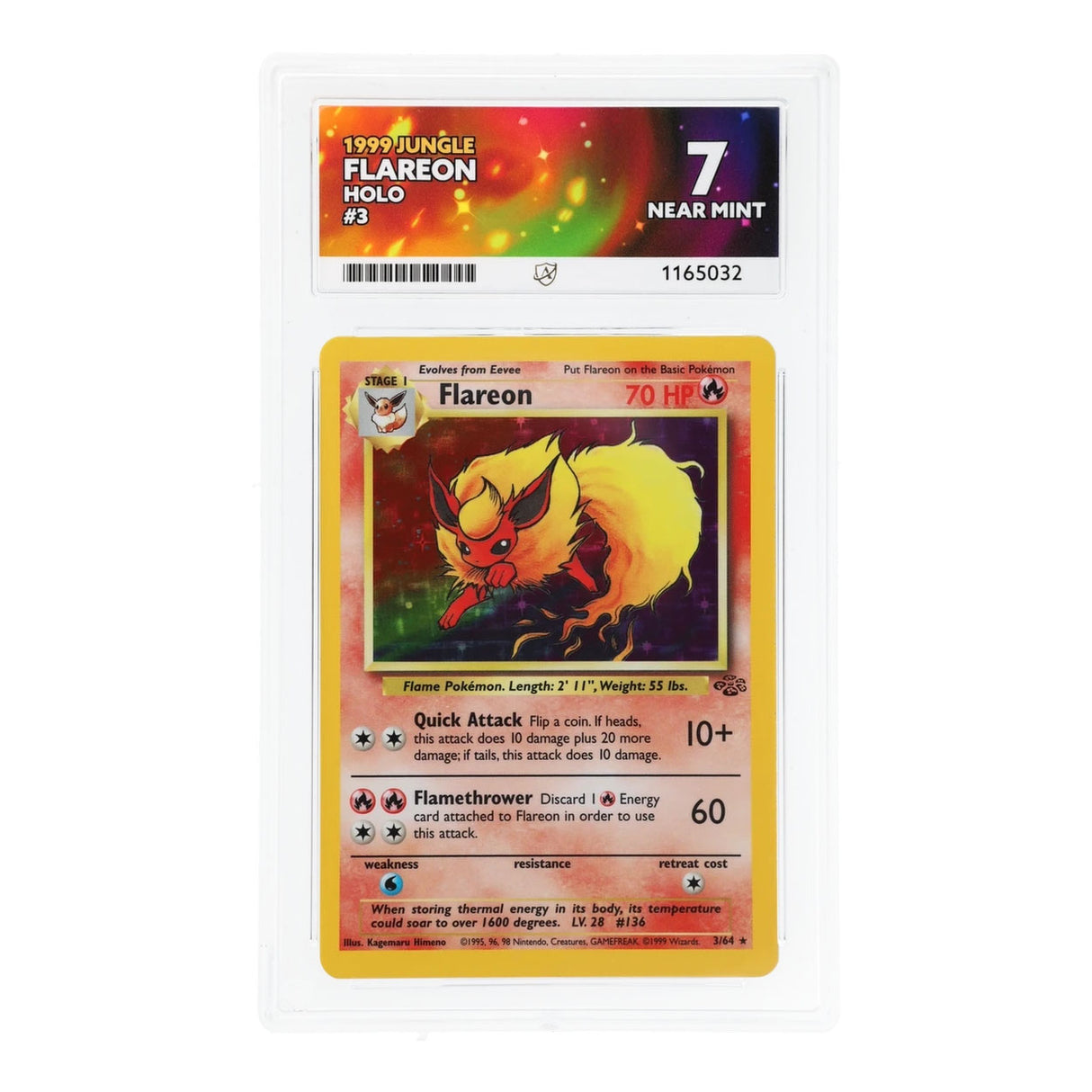 Pokemon - Base Set - Jungle - Flareon - 3/64 (ACE 10 Art Label Graded Slab)