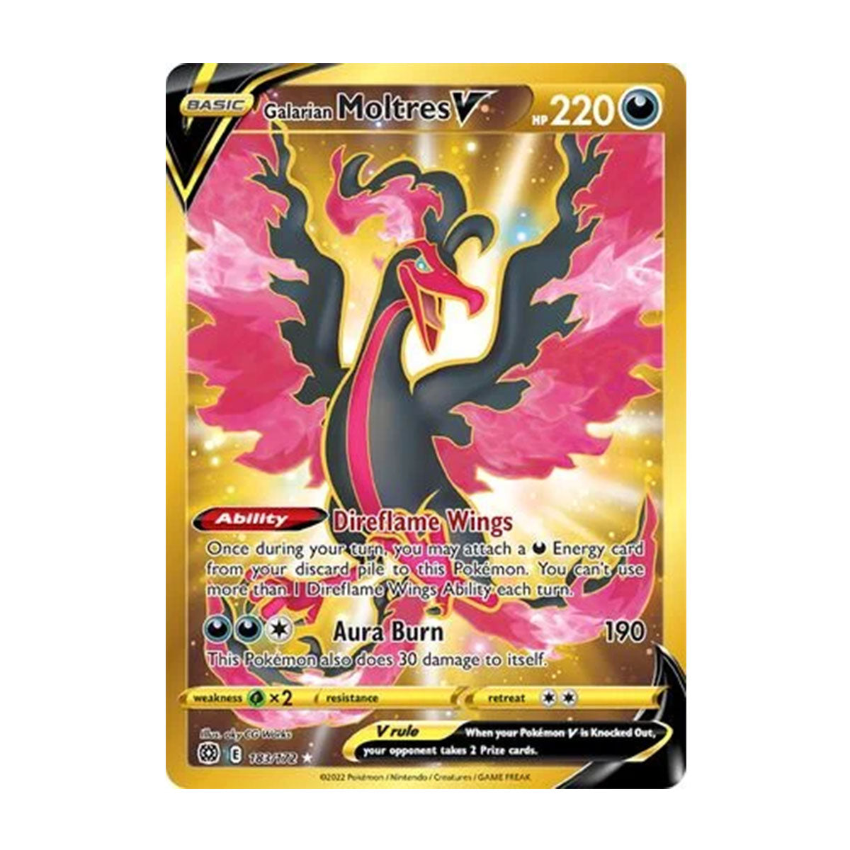 Galarian Moltres V 183/172 - Sword & Shield - Brilliant Stars - Rare Secret