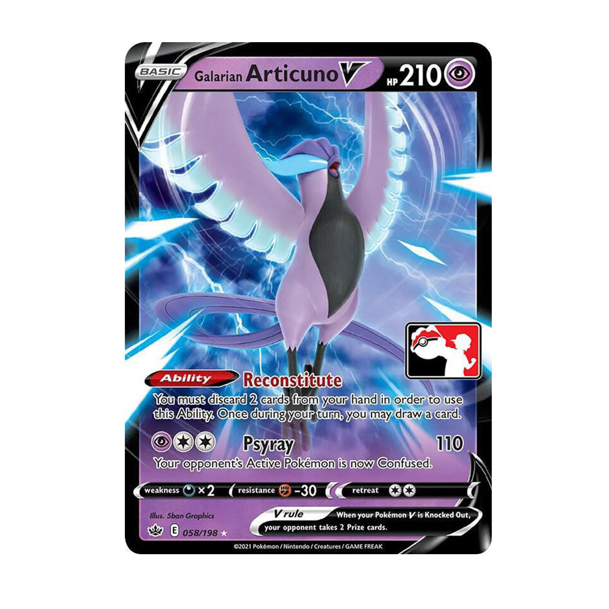 Galarian Articuno V 058/198 - Sword & Shield - Chilling Reign - Ultra Rare Pokemon Play! Prized Stamped