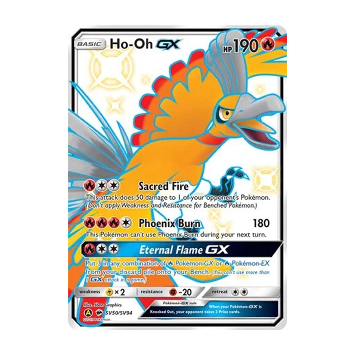 Ho-Oh GX SV50/SV94 - Sun & Moon - Hidden Fates - Rare Shiny GX