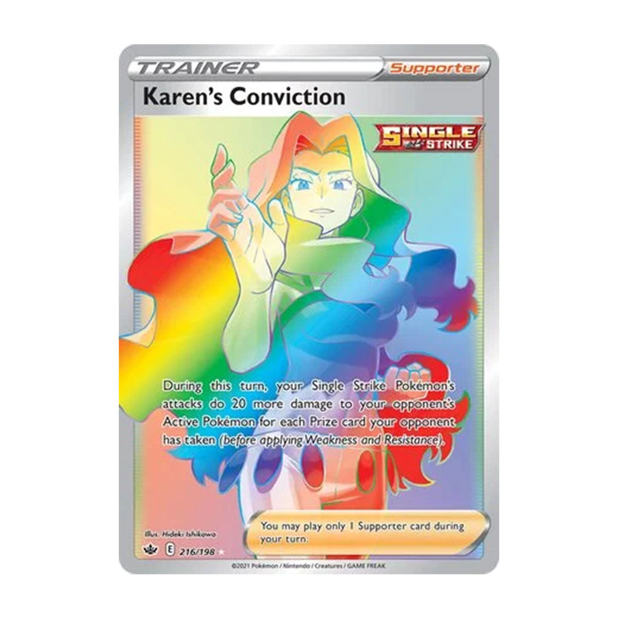 Karen's Conviction 216/198 - Sword & Shield - Chilling Reign - Rare Rainbow