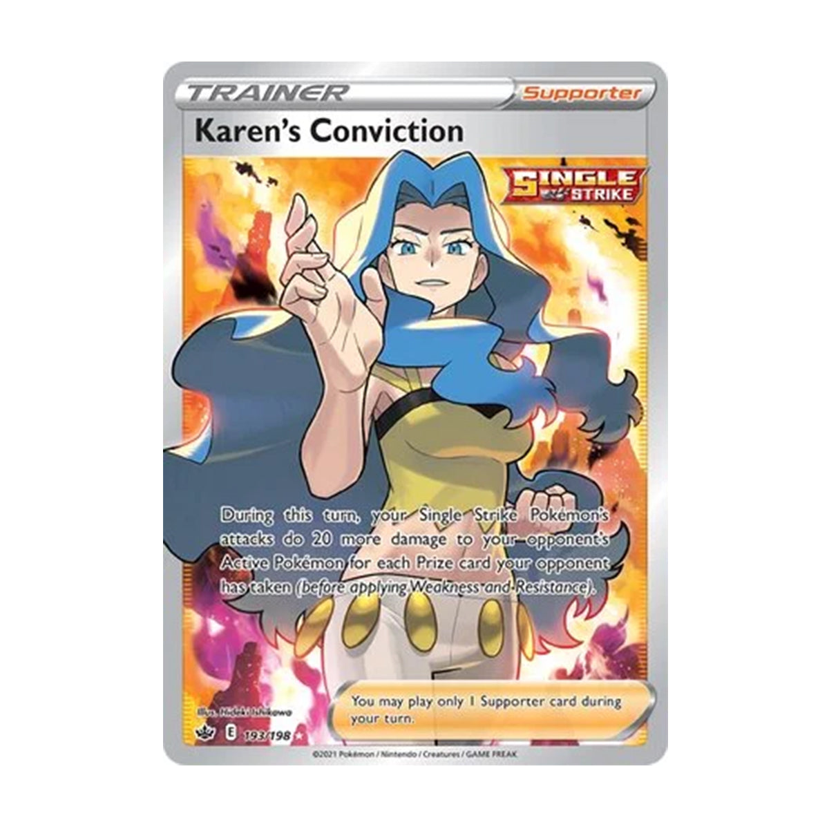 Karen's Conviction 193/198 - Sword & Shield - Chilling Reign - Rare Ultra