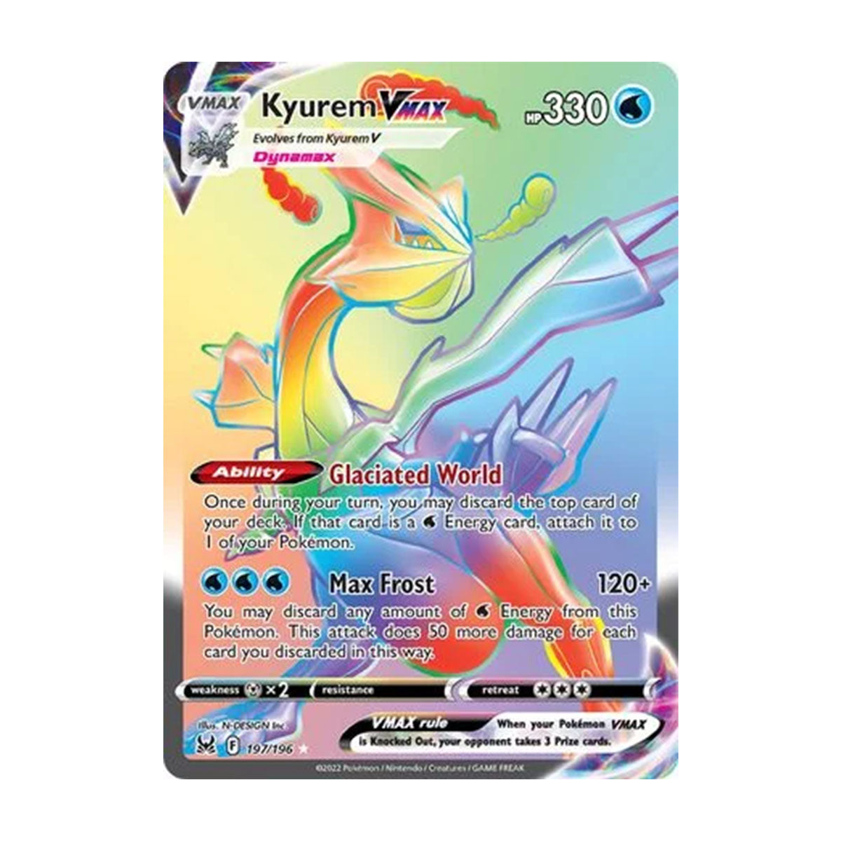 Kyurem VMAX 197/196 - Sword & Shield - Lost Origin - Rare Rainbow