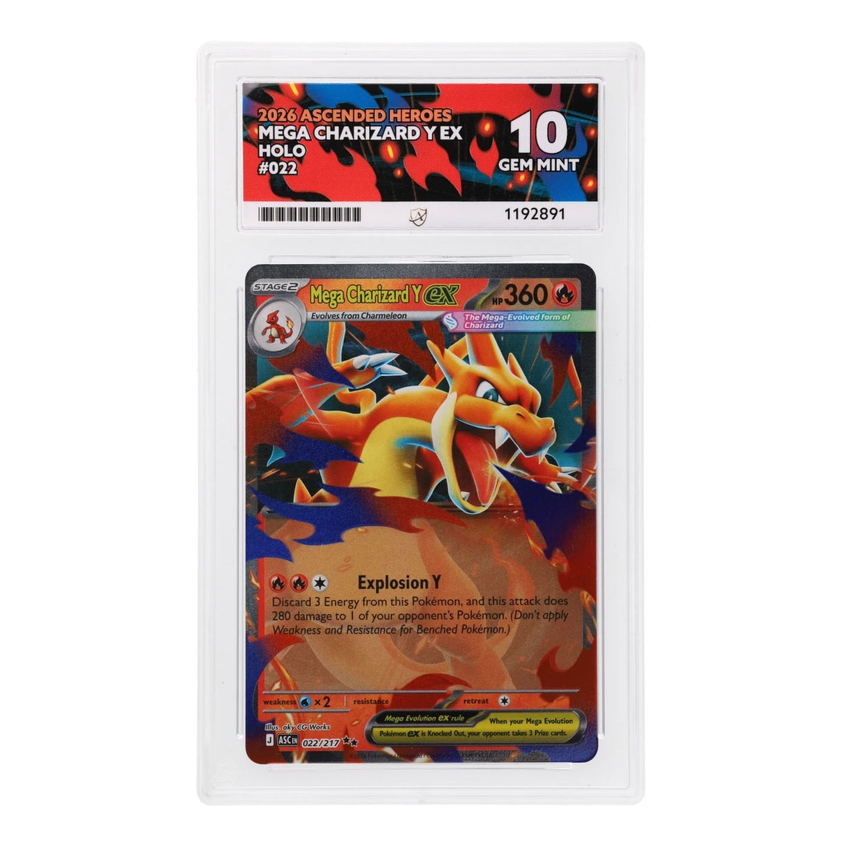 Pokemon - Mega Evolution - Ascended Heroes - Mega Charizard Y EX - 022/217 (ACE 10 Art Label Graded Slab)