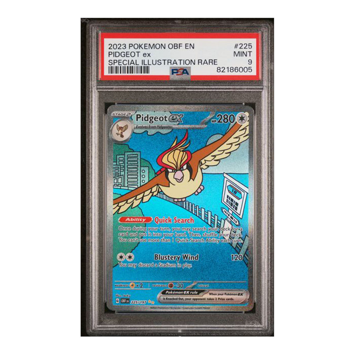 Pokemon - Scarlet & Violet - Obsidian Flames - Pidgeot EX - 225/197 (PSA 9 Graded Slab)