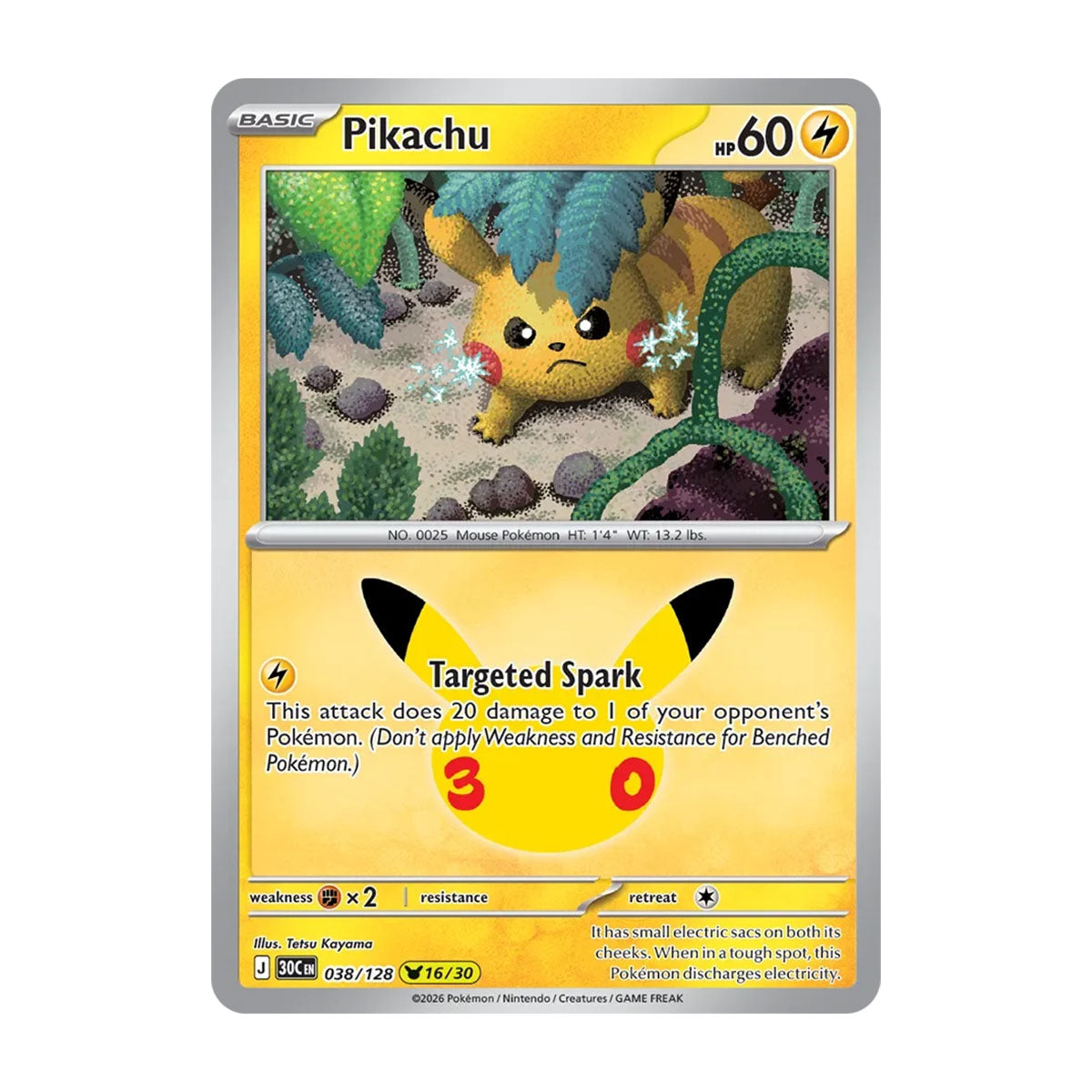 Pikachu 038/128 (16/30) - Mega Evolution - 30th Celebration - Pikachu Rare - JET Cards