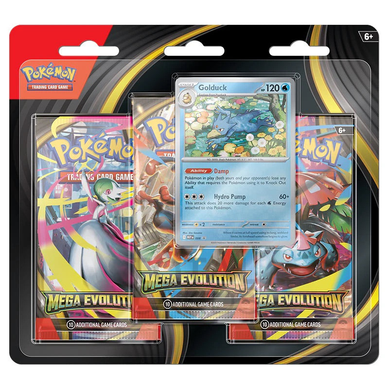 Pokemon - Mega Evolution - Base Set - 3 Pack Blister - Golduck - JET Cards