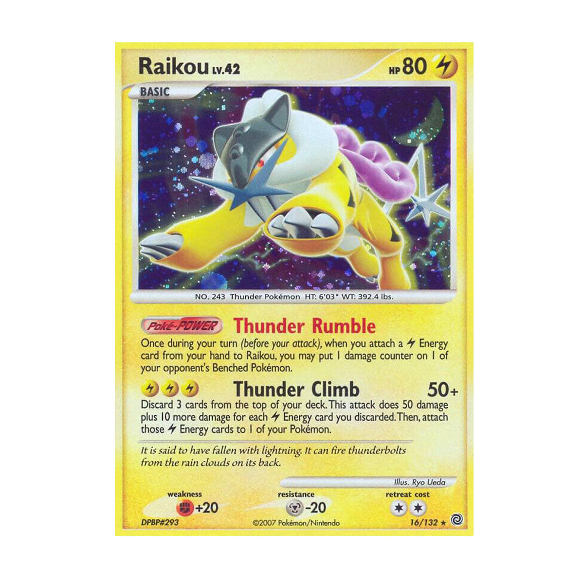 Raikou 16/132 - Diamond and Pearl - Secret Wonders - Holo