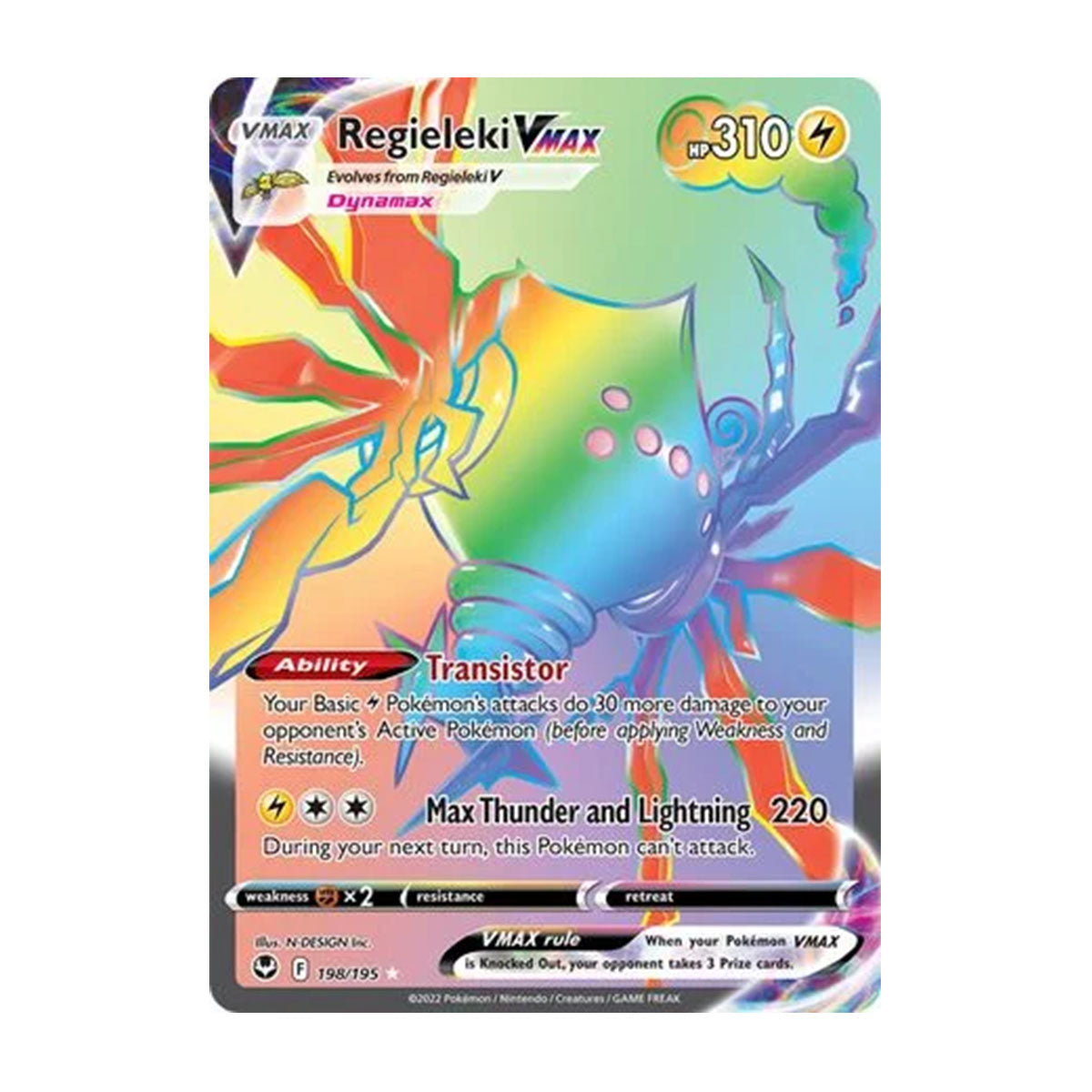 Regieleki VMAX 198/195 - Sword & Shield - Silver Tempest - Rare Rainbow