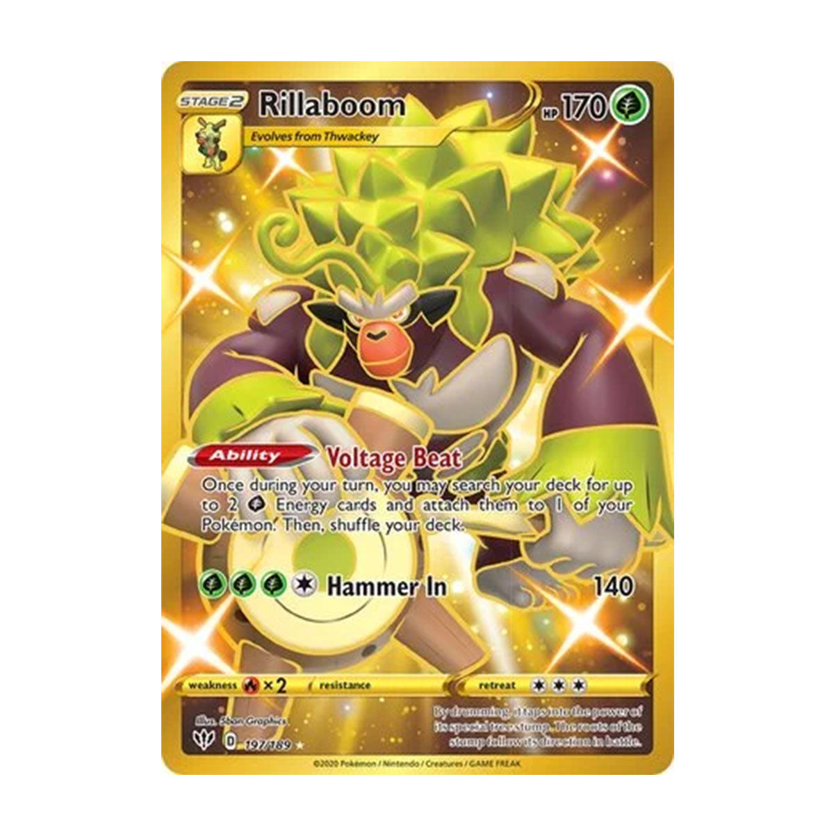 Rillaboom 197/189 - Sword & Shield - Darkness Ablaze - Rare Secret