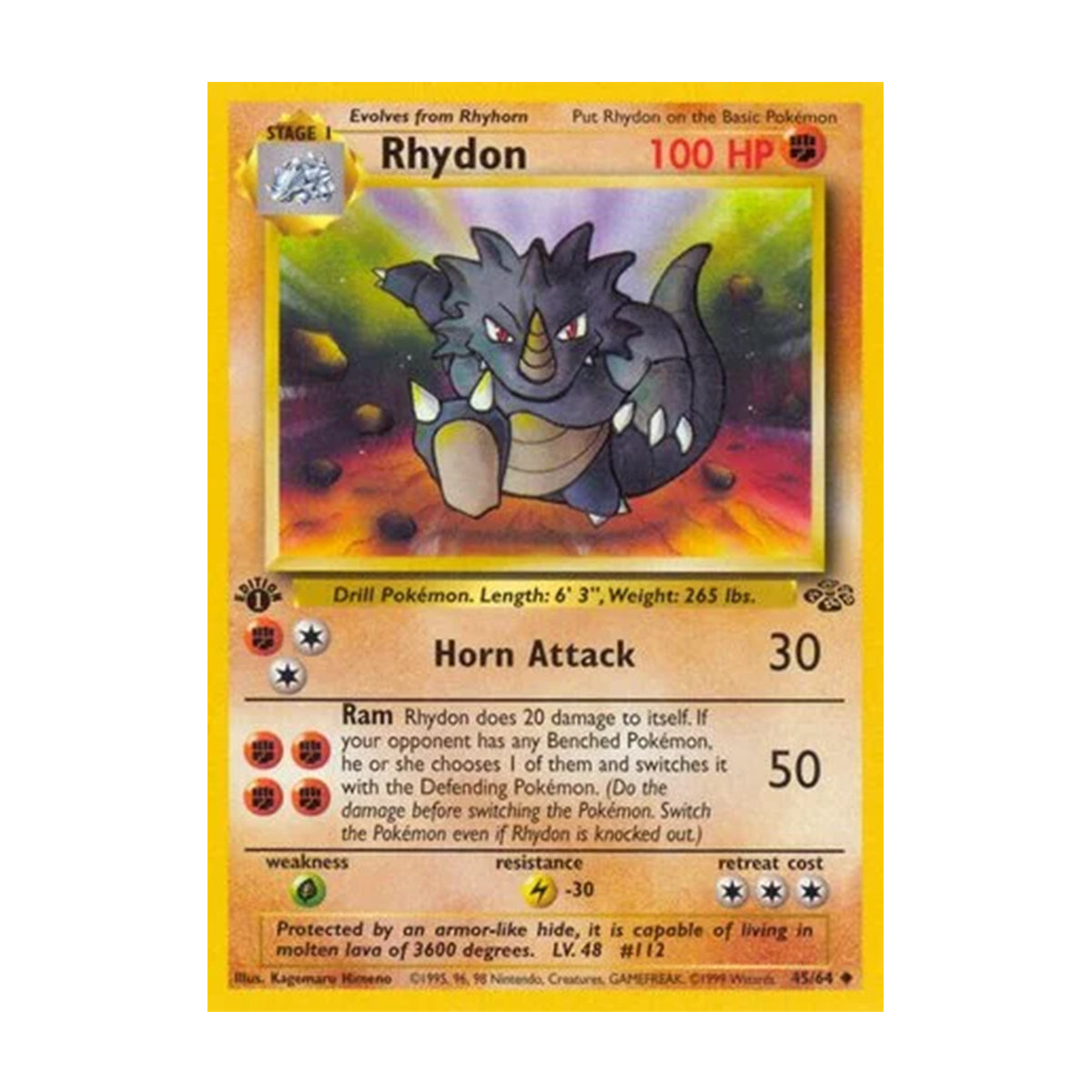 Rhydon 45/64 - Base Set - Jungle - Uncommon - 1st Edition