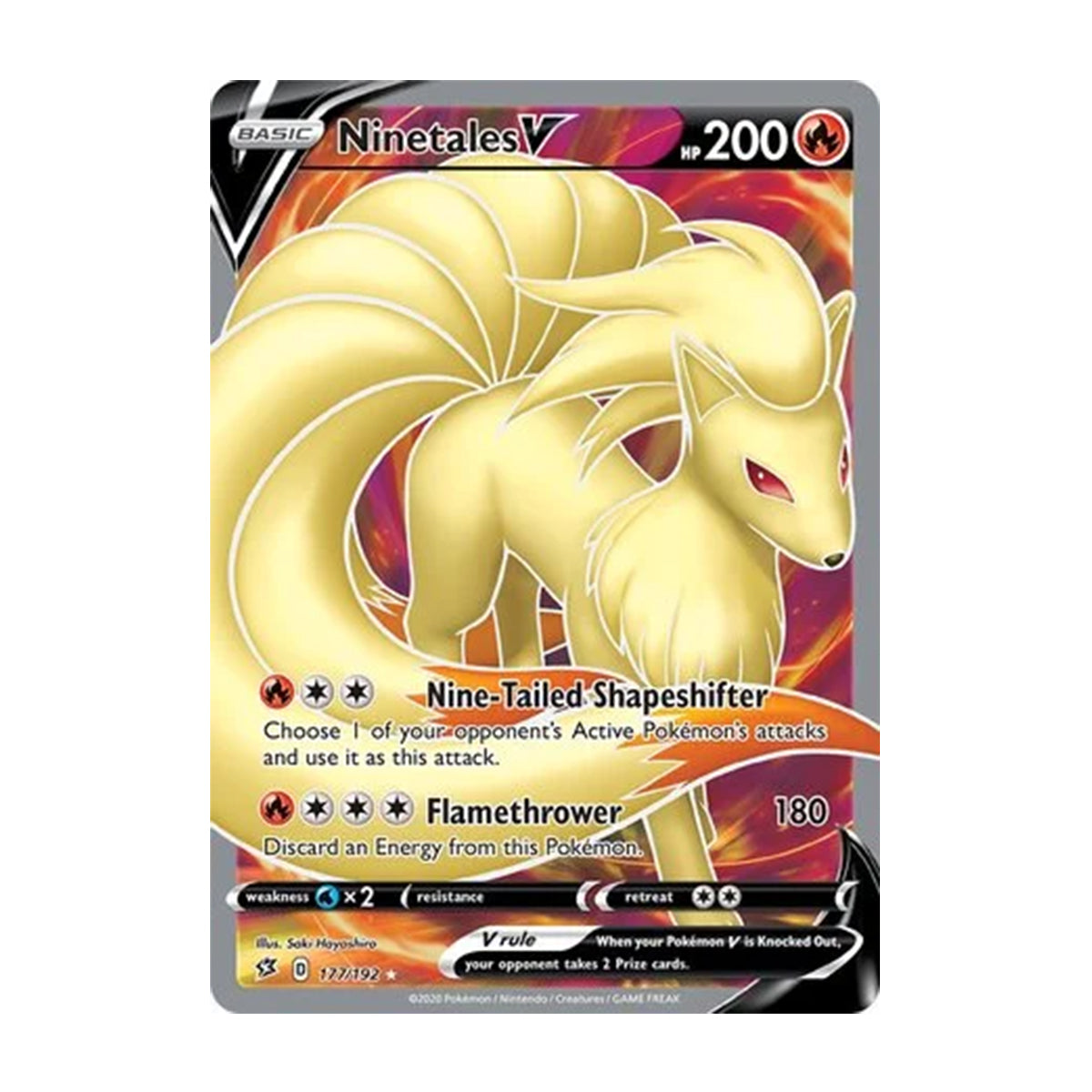 Ninetales V 177/192 - Sword & Shield - Rebel Clash - Rare Ultra
