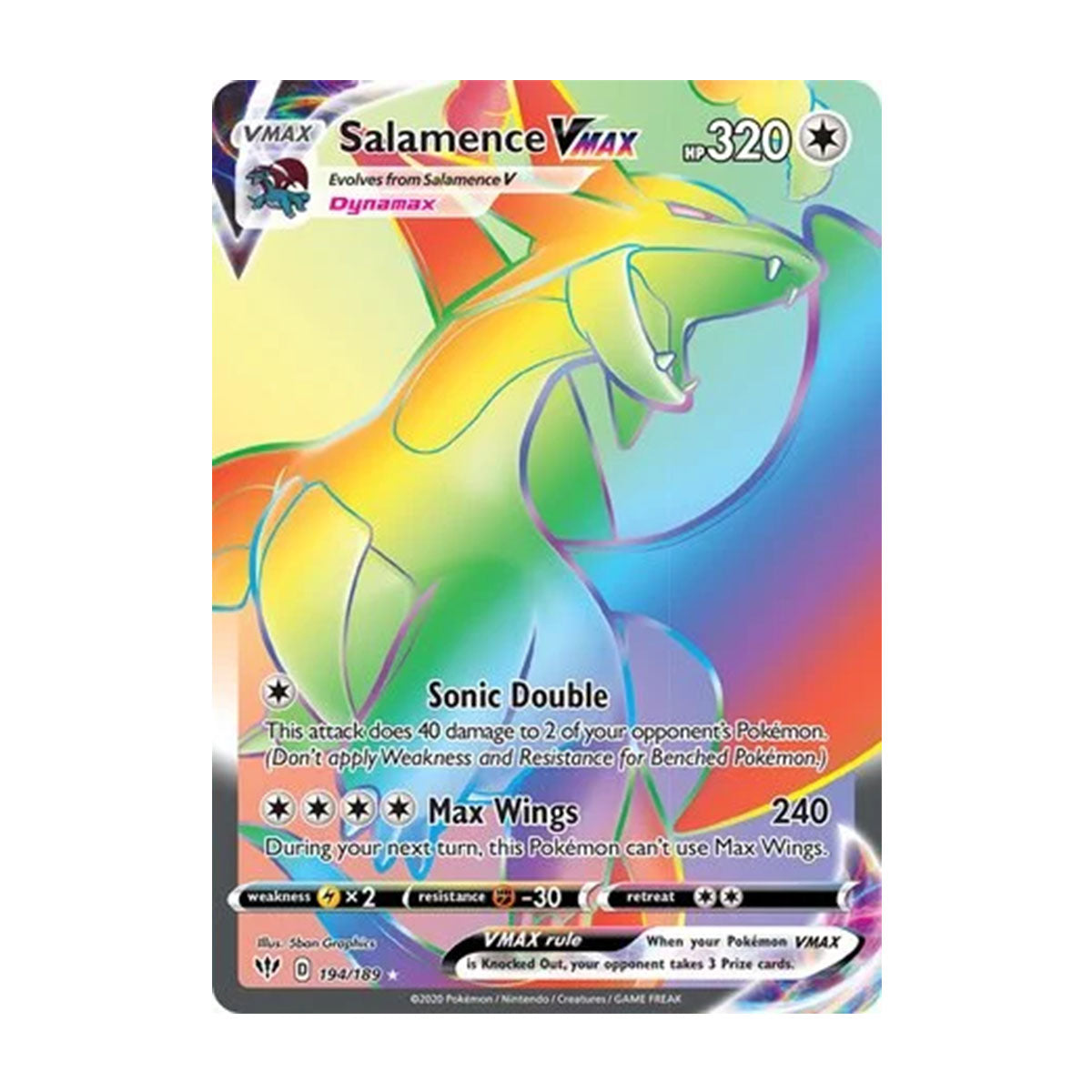 Salamence VMAX 194/189 - Sword & Shield - Darkness Ablaze - Rare Rainbow