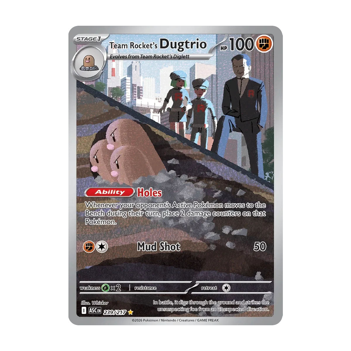 Team Rocket's Dugtrio 239/217 - Mega Evolution - Ascended Heroes - Illustration Rare
